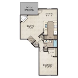 1 bed 1 bath apartment floor plan
