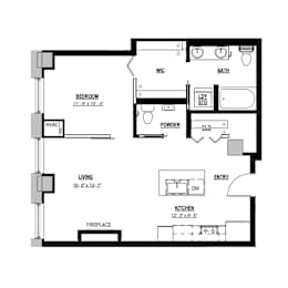 A black and white floor plan of a house with labeled rooms.