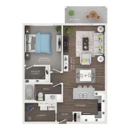 1 bed 1 bath apartment floor plan