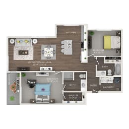 2 bed 2 bath apartment floor plan