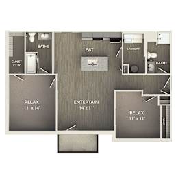 a floor plan of a studio apartment with a bedroom and a living room