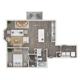 floor plan of a 1 bed 1 bath apartment