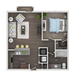 1 bed 1 bath apartment floor plan