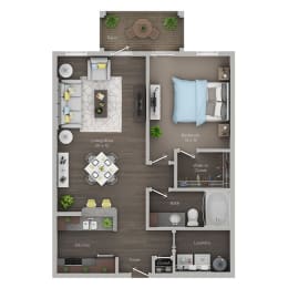 1 bed 1 bath apartment floor plan