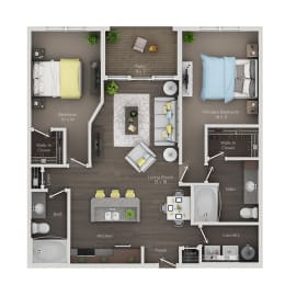 2 bed 2 bath apartment floor plan