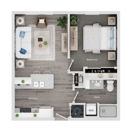 1 bed 1 bath apartment floor plan