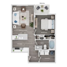 1 bed 1 bath apartment floor plan