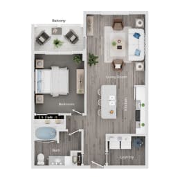 1 bed 1 bath apartment floor plan
