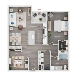 1 bed 1 bath apartment floor plan