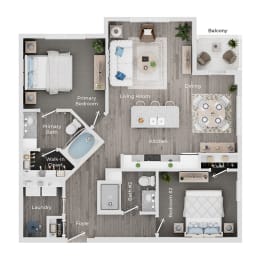 2 bed 2 bath apartment floor plan