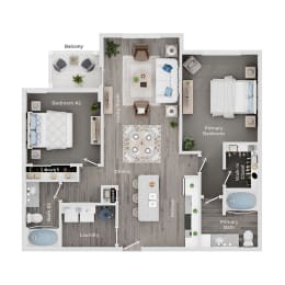 2 bed 2 bath apartment floor plan