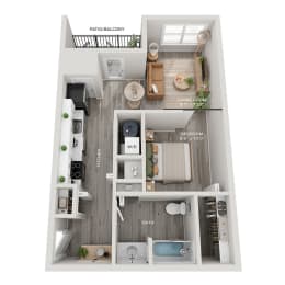 Lincoln Station Rowhomes _ S1 Floor Plan _ Studio Apartment