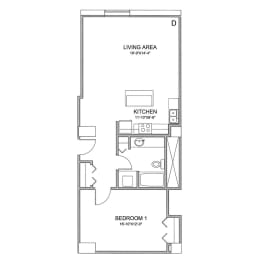 a floor plan of a 1 bedroom floor plan
