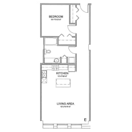 a floor plan of a 1 bedroom floor plan