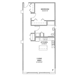 a floor plan of a 1 bedroom floor plan
