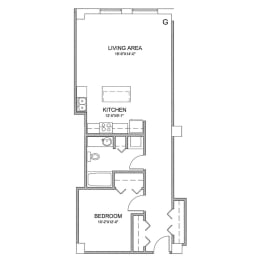 a floor plan of a 1 bedroom floor plan