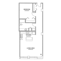 a floor plan of a 1 bedroom floor plan
