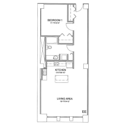 a floor plan of a 1 bedroom floor plan