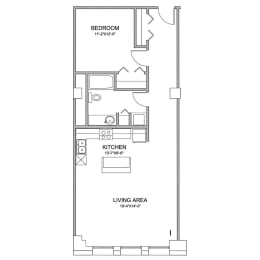 a floor plan of a 1 bedroom floor plan