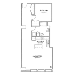 a floor plan of a 1 bedroom floor plan