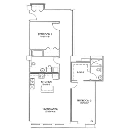 a floor plan of a 1 bedroom floor plan