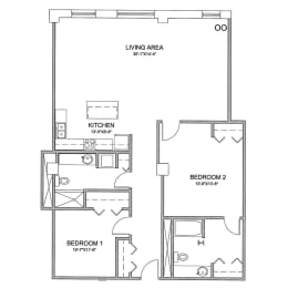 a floor plan of a 1 bedroom floor plan