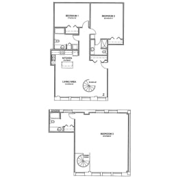 a schematic floor plan and a floor plan of a house