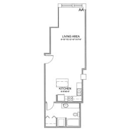 a floor plan of a 1 bedroom floor plan