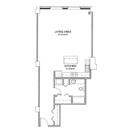 a floor plan of a 1 bedroom floor plan with a loft