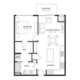 a floor plan of a 1 bedroom floor plan