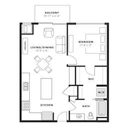 a floor plan of a 1 bedroom floor plan