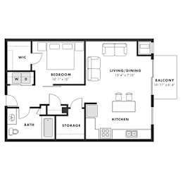a floor plan of a bedroom floor plan with a bedroom and a living room