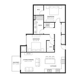 a floor plan of a 1 bedroom floor plan