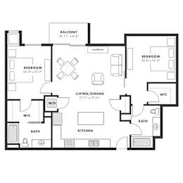 a floor plan of a bedroom floor plan with an open concept