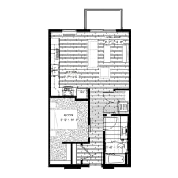 1 bed 1 bath apartment floor plan