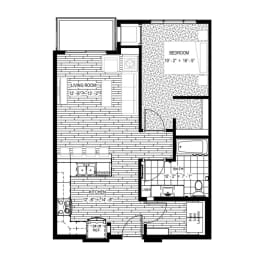 1 bed 1 bath apartment floor plan