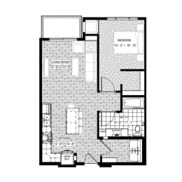 1 bed 1 bath apartment floor plan