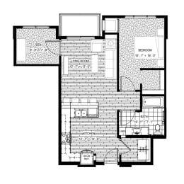 1 bed 1 bath apartment floor plan