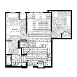 1 bed 1 bath apartment floor plan