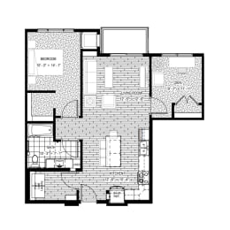 1 bed 1 bath apartment floor plan