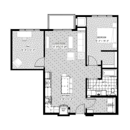 1 bed 1 bath apartment floor plan