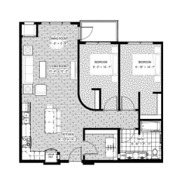2 bed 1 bath apartment floor plan