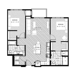 2 bed 2 bath apartment floor plan