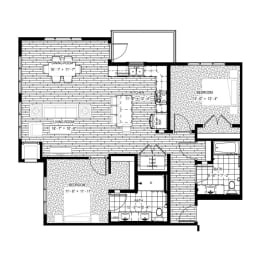 2 bed 2 bath apartment floor plan