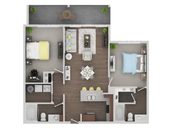 2 bed 2 bath apartment floor plan