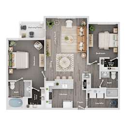 A floor plan of a house with a living room, kitchen, and bathroom.