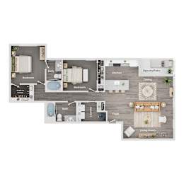 A floor plan of a house showing the layout of the rooms.