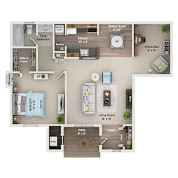 a 1 bedroom floor plan  1190 sq ft
