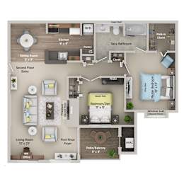 a floor plan of a house with a bedroom and a living room