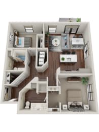 Waterford Bluffs Apartments B1HP Floor Plan